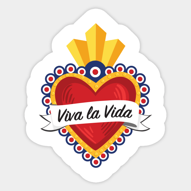 Mexican Sacred Heart IV / "Viva la Vida" Frida Kahlo's Quote in Spanish by Akbaly Sticker by Akbaly